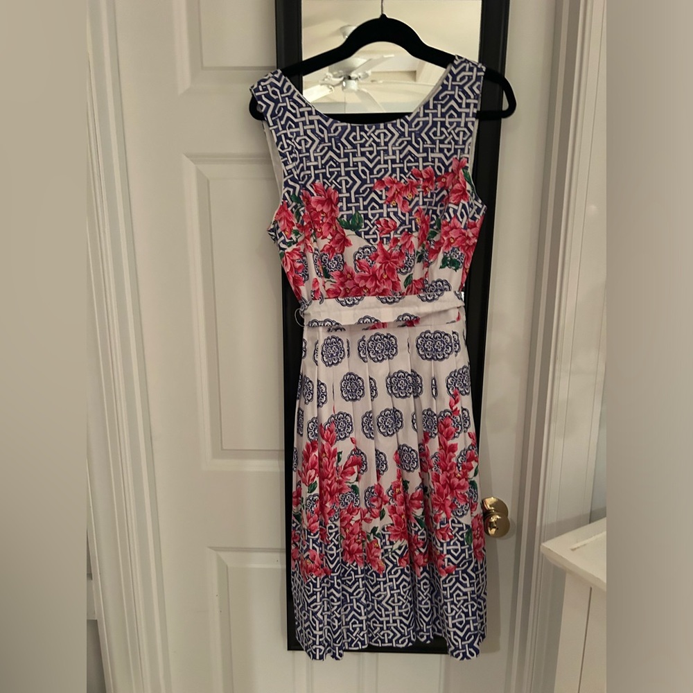 Talbots Pink and Blue Fit and Flare Knee-length Skirt for Cocktail